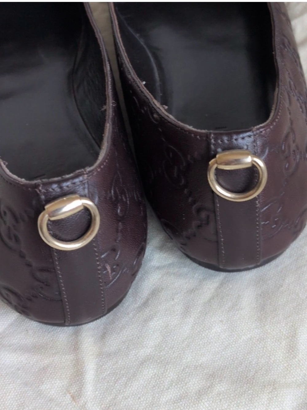 Gucci Iconic Guccisima Embossed Leather Ballet Flats - Deep Brown (36.5) - Picture 5 of 7